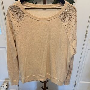 Neutral Color Lightweight Sequin Sweatshirt LS L
